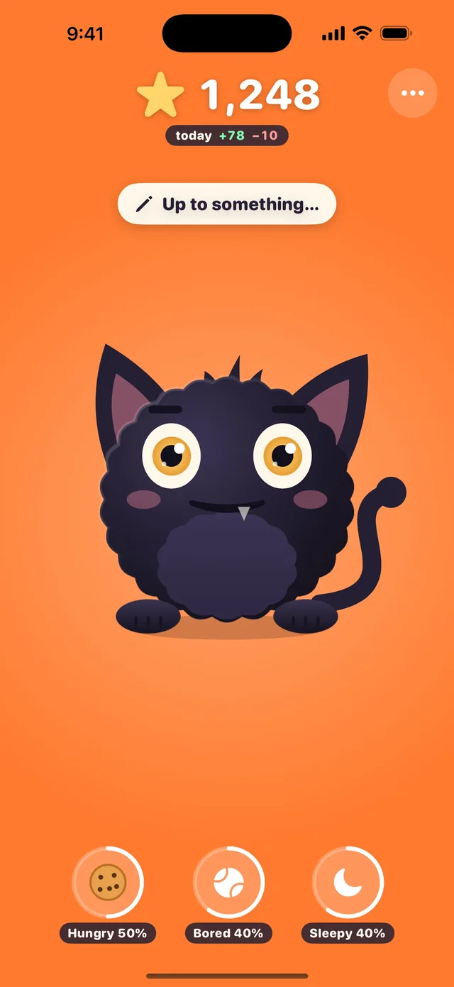 A mischief event: a bubble above the gremlin says Up to something…