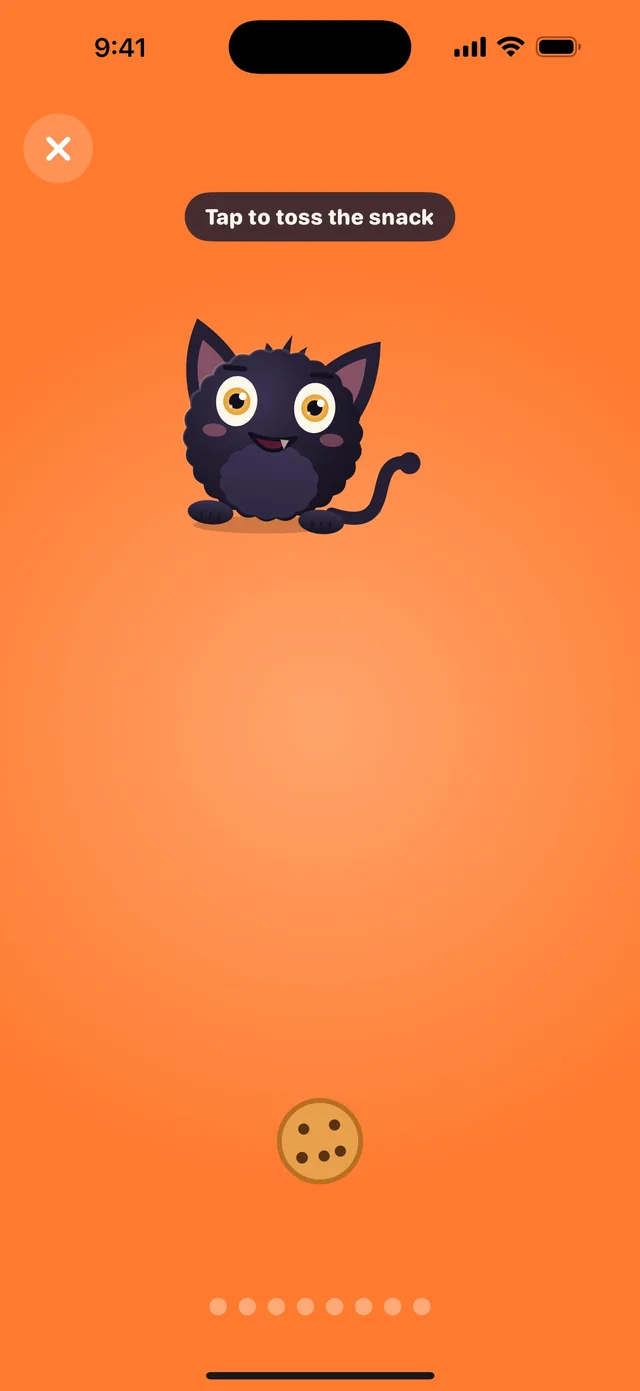 Snack toss: tap to toss a cookie up to the gremlin.